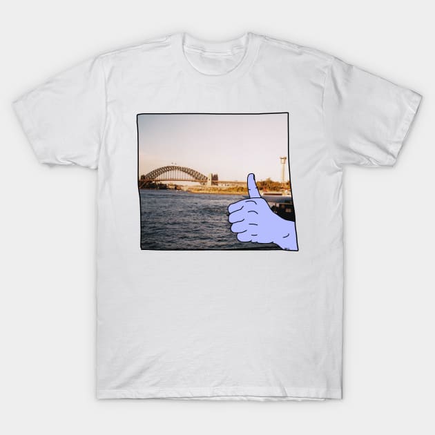 Sydney Harbour Bridge Thumbs Up Postcard Illustration T-Shirt by HFGJewels